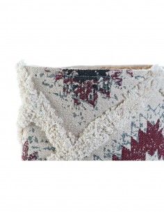 Cesta de Algodón Granate, Blanca y Gris 27cm x 32cm -... 2