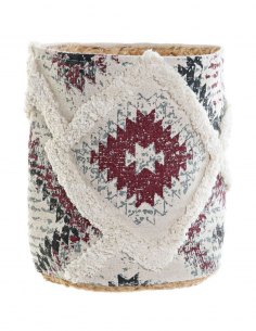 Cesta de Algodón Granate, Blanca y Gris 27cm x 32cm -...