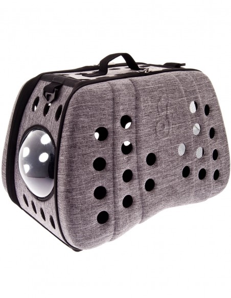 Transoportín Plegable Gris 43x30x33cm - Para Perros y Gatos