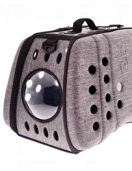 Transoportín Plegable Gris 43x30x33cm - Para Perros y Gatos