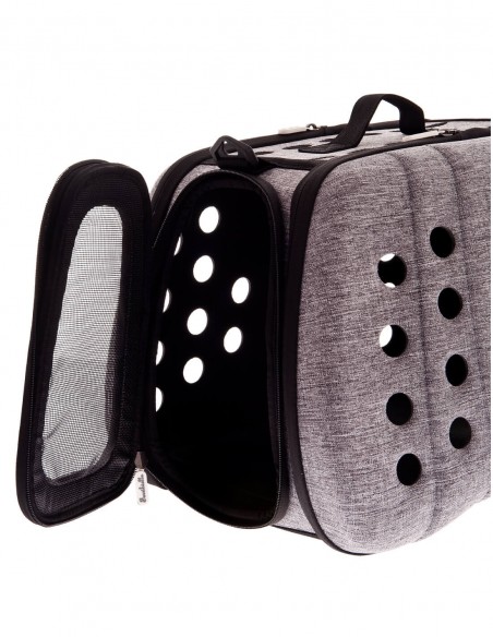 Transoportín Plegable Gris 43x30x33cm - Para Perros y Gatos