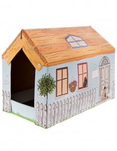 Casa de Cartón Cottage con Rascador Interno y Catnip -...
