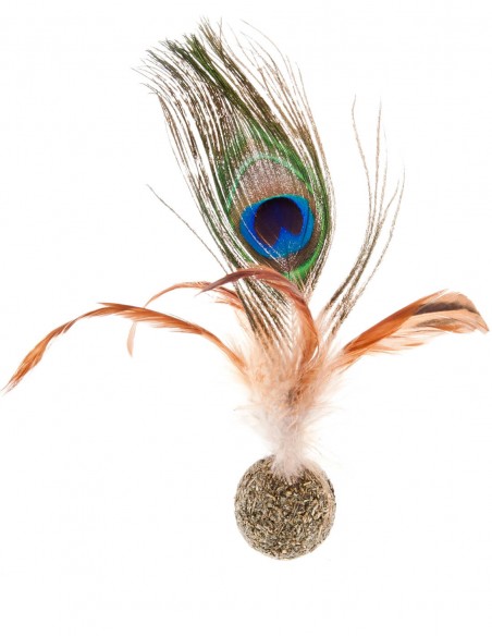 Bola De Catnip Con Plumas De Pavo Real Para Gatos