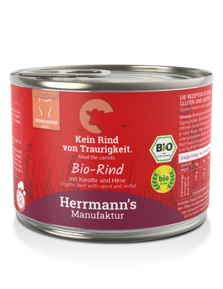 HERRMANN'S Ternera y Zanahoria 200g - Comida húmeda BIO para Gatos