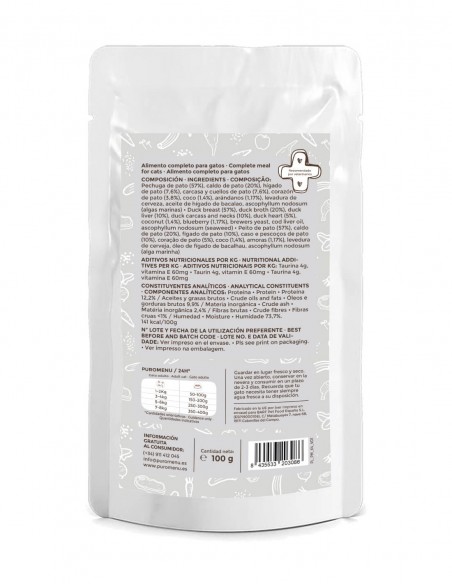 PUROMENU Ronroneos sin Fin | Pato, Arándanos y Coco 100g - Comida Húmeda para Gatos