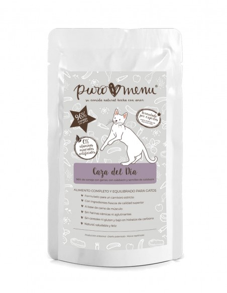 PUROMENU Caza del Día | Conejo y Ganso, Calabacín y Calabaza 100g - Comida Húmeda para Gatos