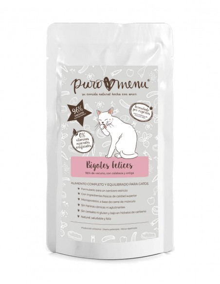 PUROMENU Bigotes Felices | Ternera, Calabaza y Ortiga 100g - Comida Húmeda para Gatos