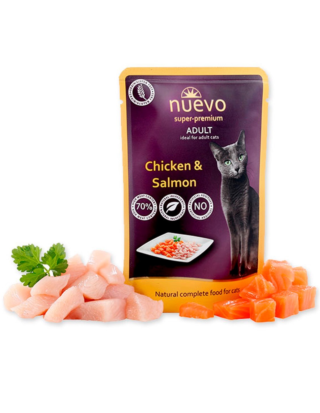 NUEVO Super Premium Salmón y Pollo 85g - Comida Húmeda para Gatos