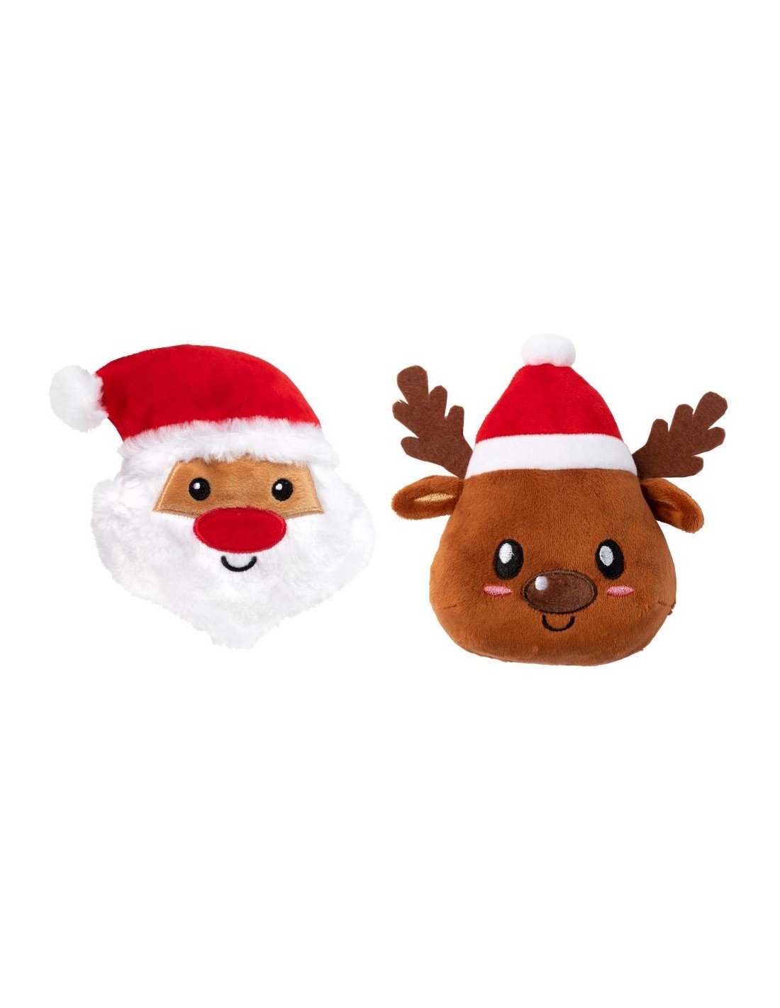 FuzzYard Xmas Toy - Santa and Reindeer Faces 2PK