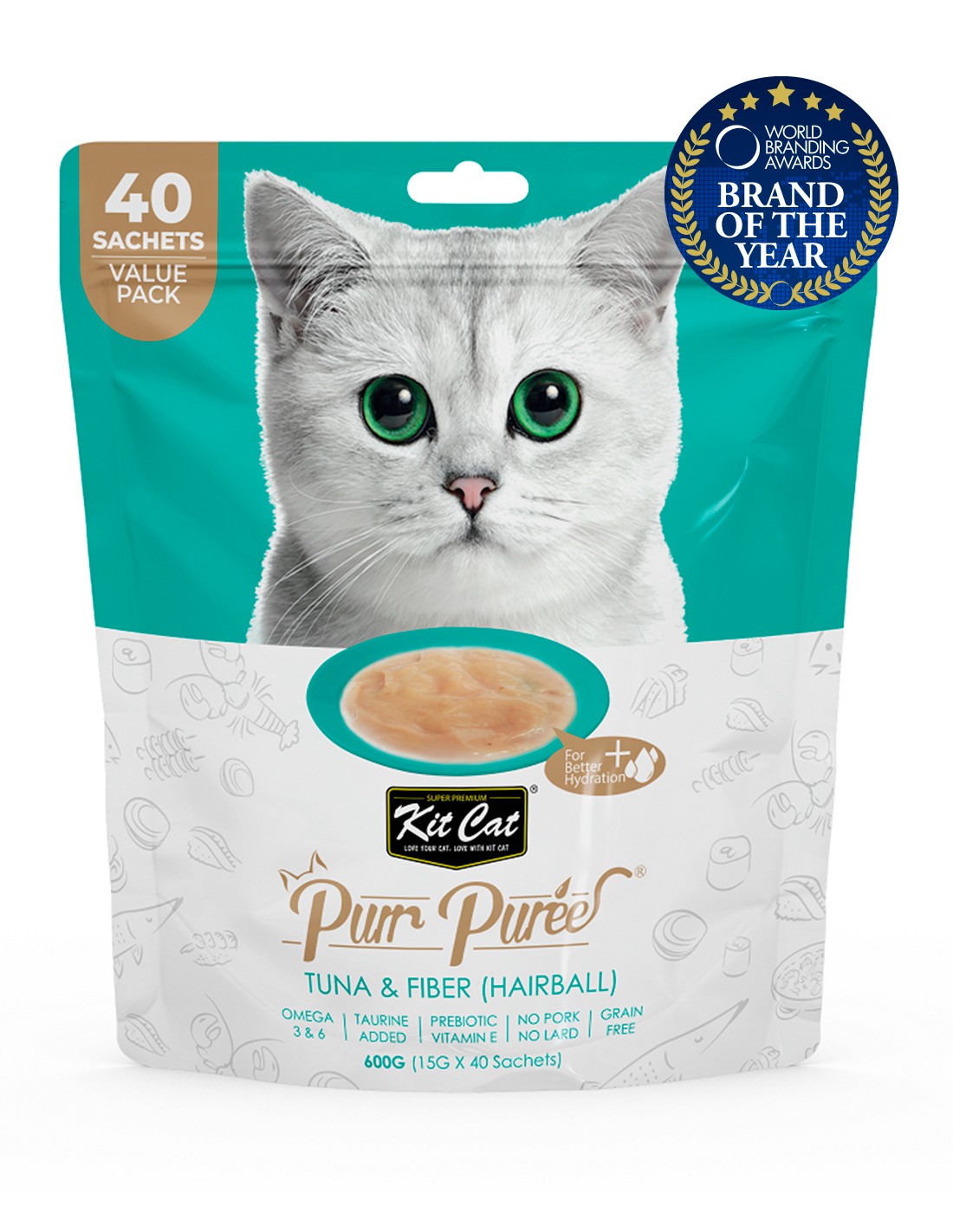 KIT CAT PurrPuree Value Pack - Atún y Fibra Hairball 40x15g