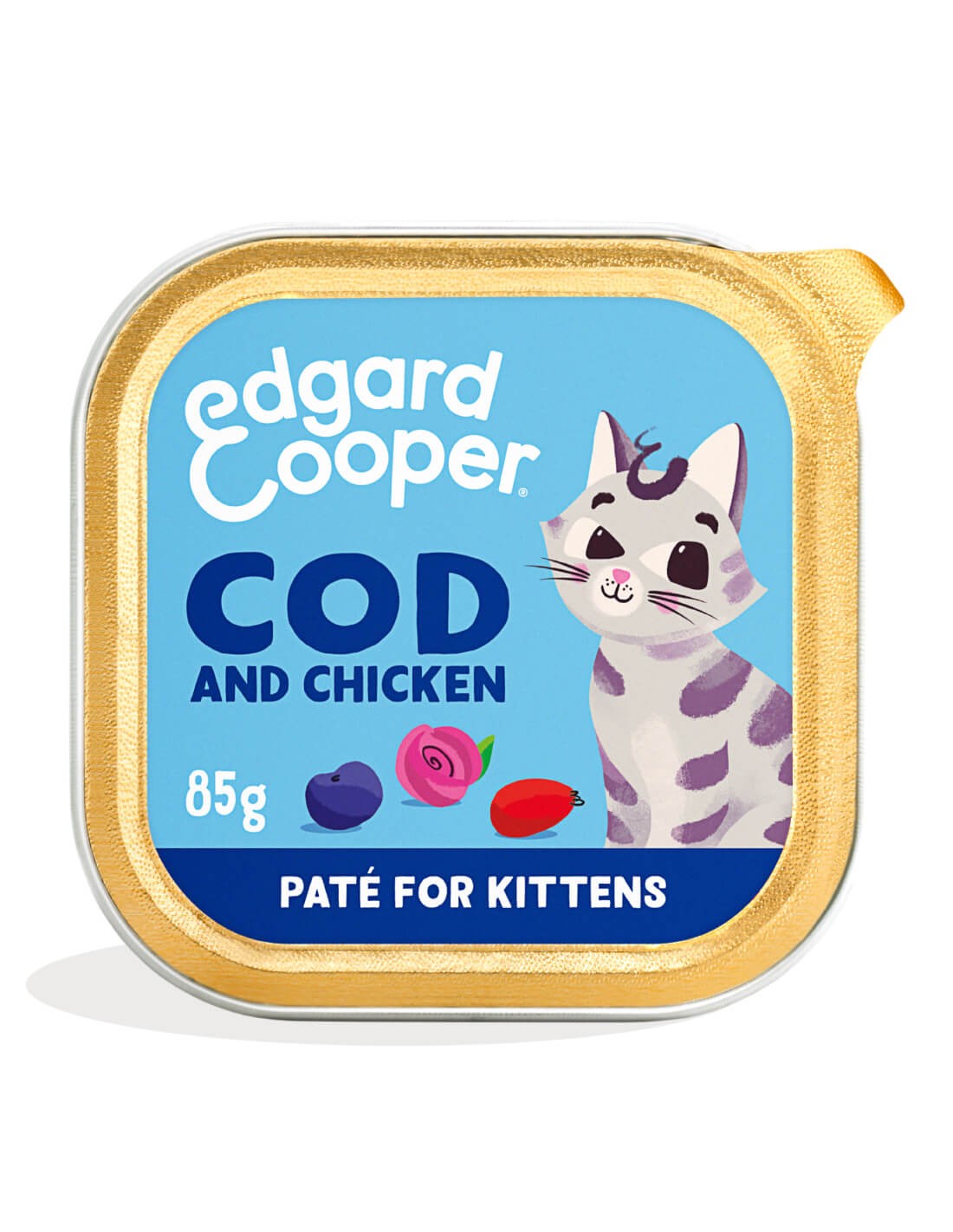 Edgard Cooper Kitten Bacalao y Pollo con Arándanos y Rosa mosqueta 85g - Comida Húmeda