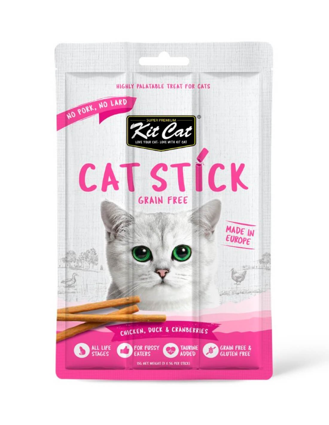 KIT CAT Cat Stick 15g - Pato, Pollo y Arándanos